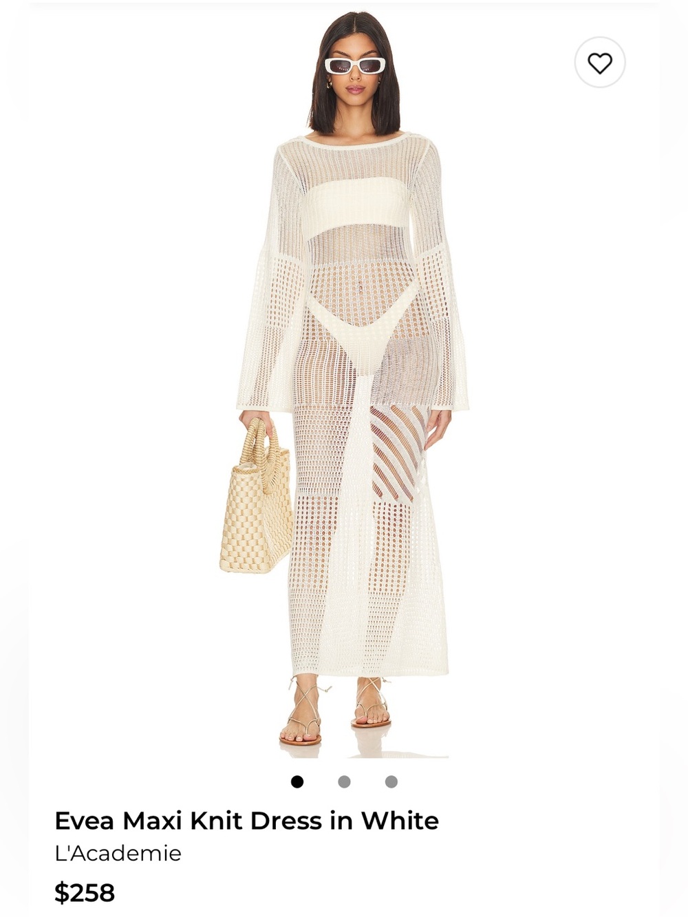 L'Academie Open-Knit Maxi Dress in Off-White